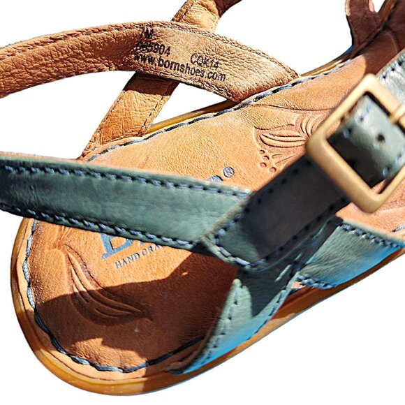 New Without Tags - Blue Leather Criss Cross Leather Sandals by Born - Size - 7M - Picture 5 of 7